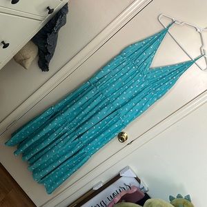 Turquoise V-neck maxi dress